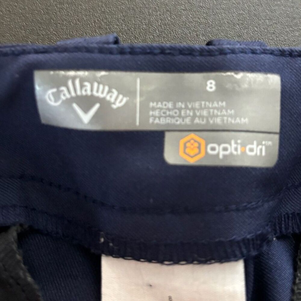 Callaway Navy Blue Golf Shorts 8 Opti-Dri Flat Front Performance Activewear - Picture 3 of 8